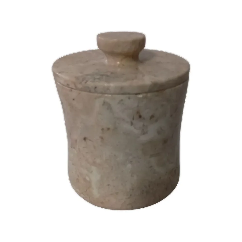 Vintage Travertine Marble Canister Bathroom HEAVY Beige Natural Stone Farmhouse.